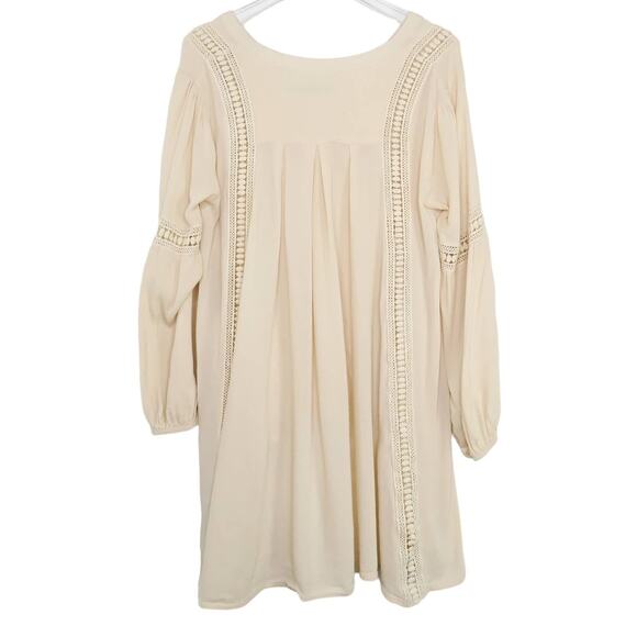 Francesca's Blu Pepper Cream Crochet High Low Boho Long Sleeve Blouse Small - Picture 2 of 4